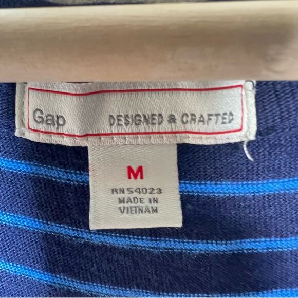 Gap blue and white striped casual swim cover shift maxi dress size medium M B157 - Picture 2 of 4